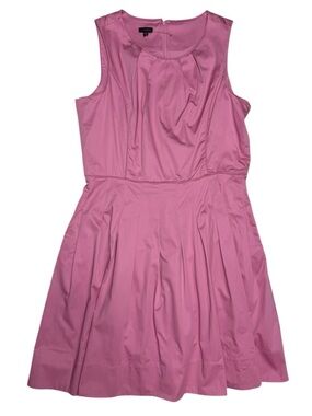 Talbots Pink Fit & Flare Dress Size 18 Sleeveless Pleated Midi with Pockets